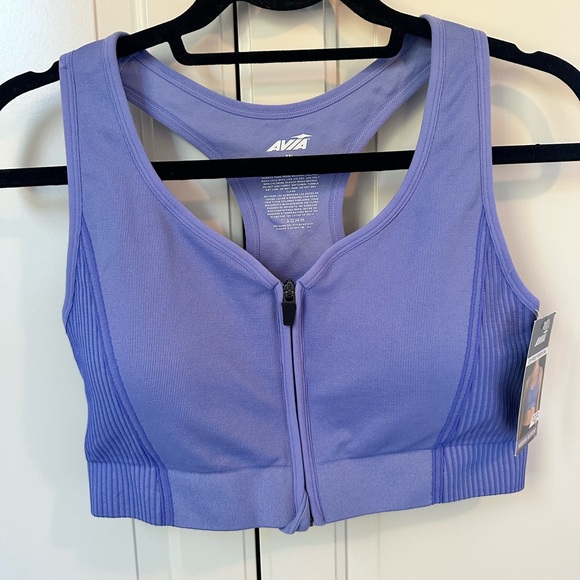 Avia Zip Front Sports Bra - Medium Support - Purple - Picture 2 of 6